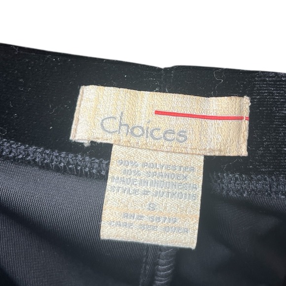 Choices Black Velvet 2 Piece Top Skirt Set Dress Small Rhinestones Embroidered - Picture 8 of 10